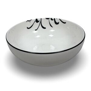 Denby Monsoon Home Chrysanthemum Bowl Fine China Black White Gold 6.5 Inch